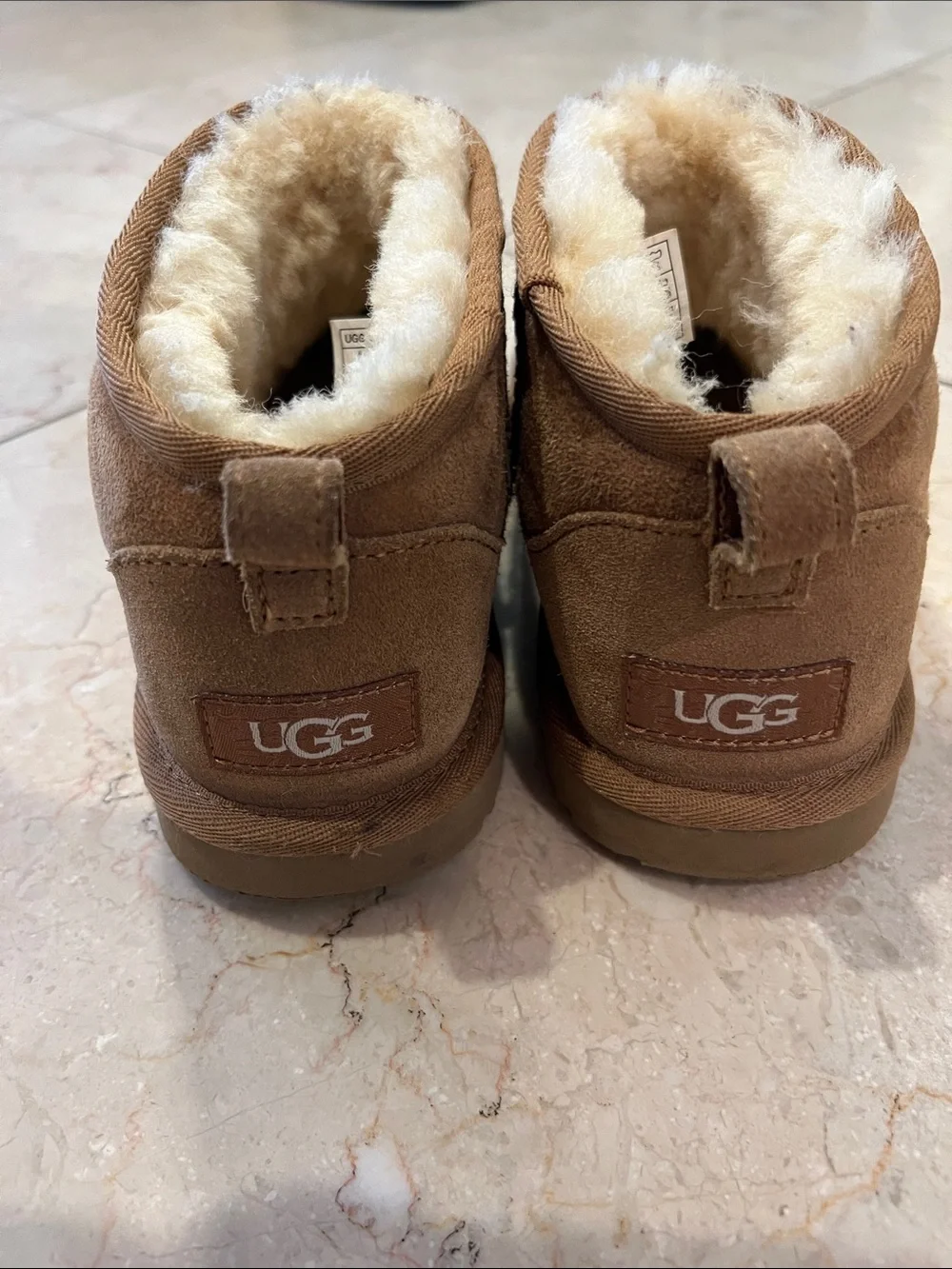 UGGS Chestnut Used Mini Shearling Lined Slip-On Boots
